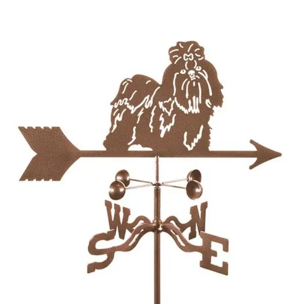 EZ Vane EZ1420-DK Shih Tzu Dog Weathervane with Deck Mount, 14-gauge steel, 25" h x 21" w x 9" l, 3 protective coatings, directional ewns, fade prevention