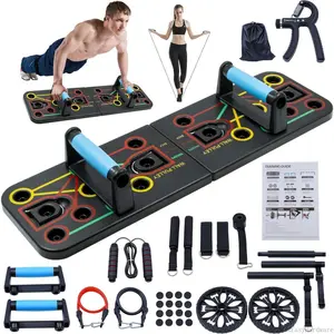 Push-up board, home gym, portable fitness equipment, Pilates bar, and 20 fitness accessories, including resistance bands and an ab wheel, for full-body workouts at homeC32FixEasyHardware