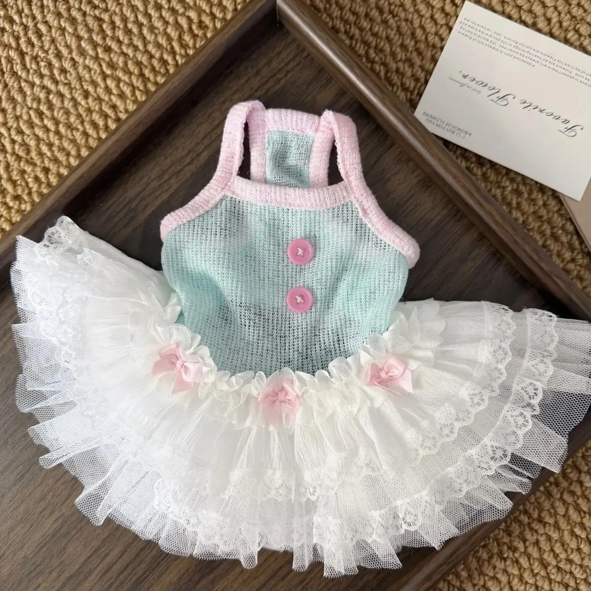 Summer Dog Princess Dress with Tulle Skirt for Small Dogs, Breathable Lace Pet Tank Dress with Bow, Cute Outfit for Teddy Bichon Chihuahua