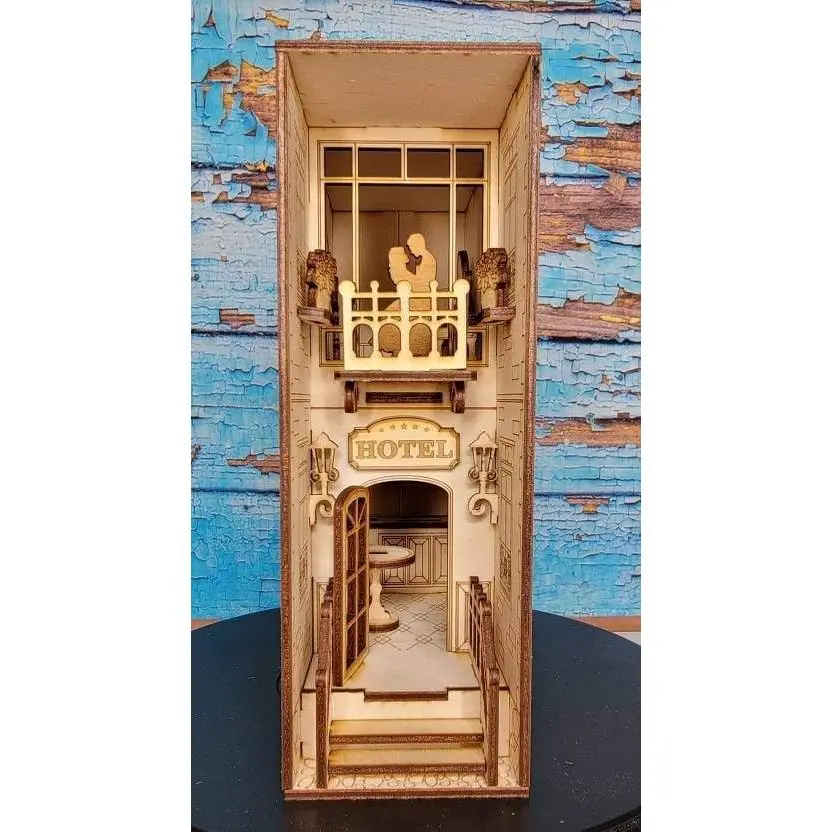 Hotel Book Nook Shelf Insert- DIY Book Nook Kit - Book Shelf Diorama - Home Decor - Book End
