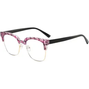 Vintage Retro Half Frame Horn Rimmed Optics 43mm Clear Lens Glasses