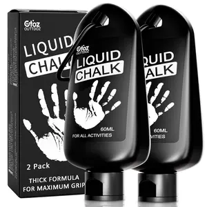 Liquid Chalk 2 Pack, 2 oz Gym Chalk with Carabiner Bottles & Retail Box, Mess-Free Sweat-Resistant Grip for Weightlifting, Gymnastics, Rock Climbing