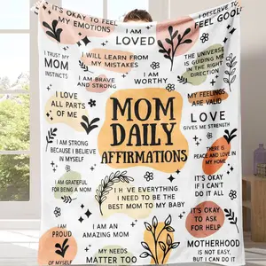 Mom Affirmation Blanket – Cozy Soft Blanket to Remind Her She’s Brave, Loved & Worthy Every Single Day!Perfect Mother’s Day Gift Blanket – Mom Daily Affirmations Print Soft Plush for Birthday, Mother’s Day &  Shower Surprises!Suitable for all four seasons