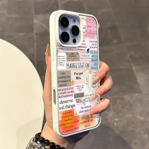 Magnetic TPU Smartphone Casing - Chic Positive Affirmation Collage Design, Anti-Slip, Lightweight, Ultra-Thin Protection Accessory for iPhone 11/12/13/14/15/16/17 Pro/ProMax/Plus, Aesthetic Daily Handheld Cover