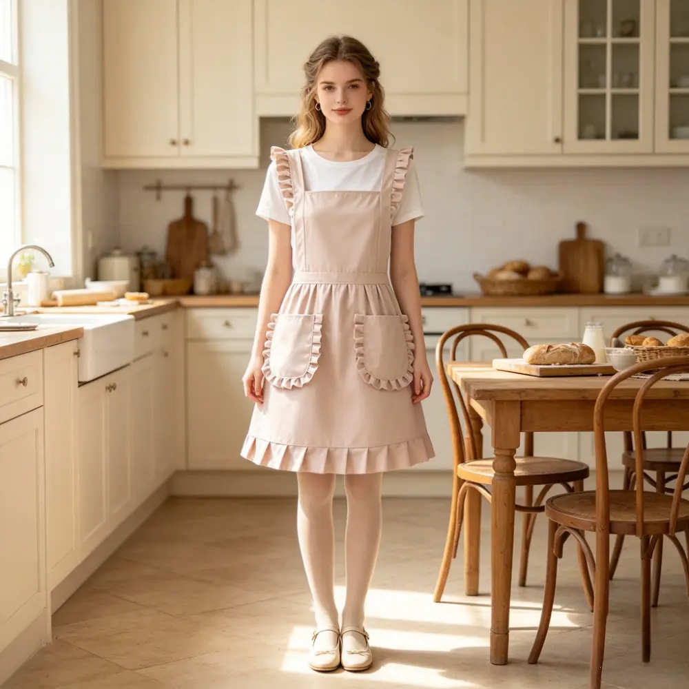 Fashionable Apron Kitchen Household Stain-Resistant Dirty Waist-Resistant Nail Salon Work Clothes for Women Elegant Daily Party Commuting Good Gift for Family Friends Thanksgiving Christmas OPP Bag Packaging