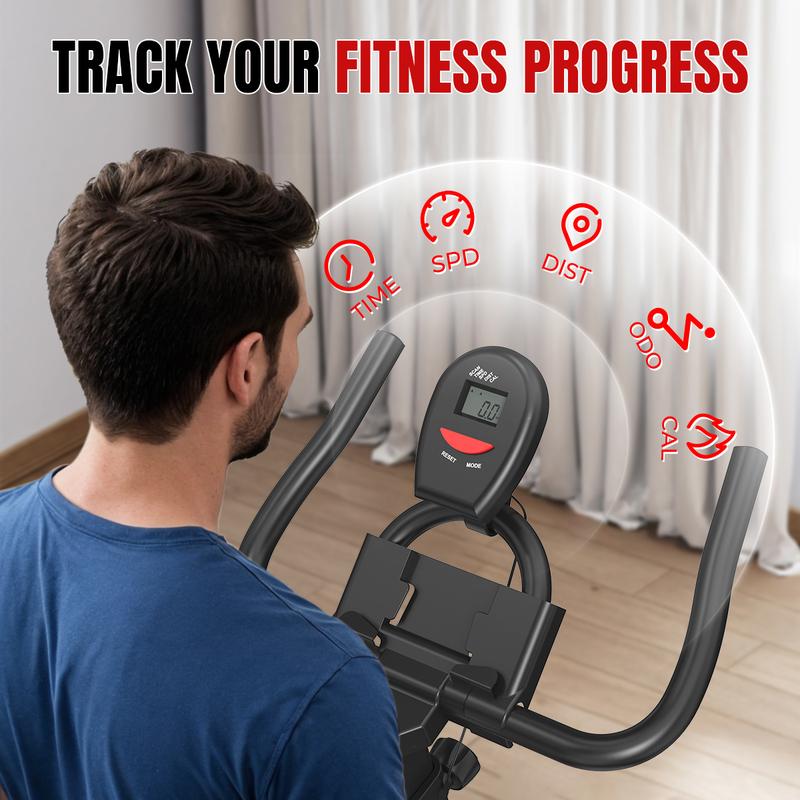 RELIFE REBUILD YOUR LIFE Mini Exercise Bike Compact Stationary Bike Silent Indoor Cycling for Small Space w/Adjustable Seat, Smooth Pedal & Belt Drive