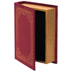 Vintiquewise  9 x 7 x 2 in. Decorative Vintage Book Shaped Trinket Storage Box, Red