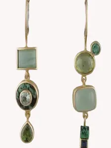 1 Pair of Elegant Vintage Green Stone Asymmetrical Earrings - Perfect for Everyday Wear | Holiday Parties | Mother's Day, Birthdays, Special Anniversary Gifts