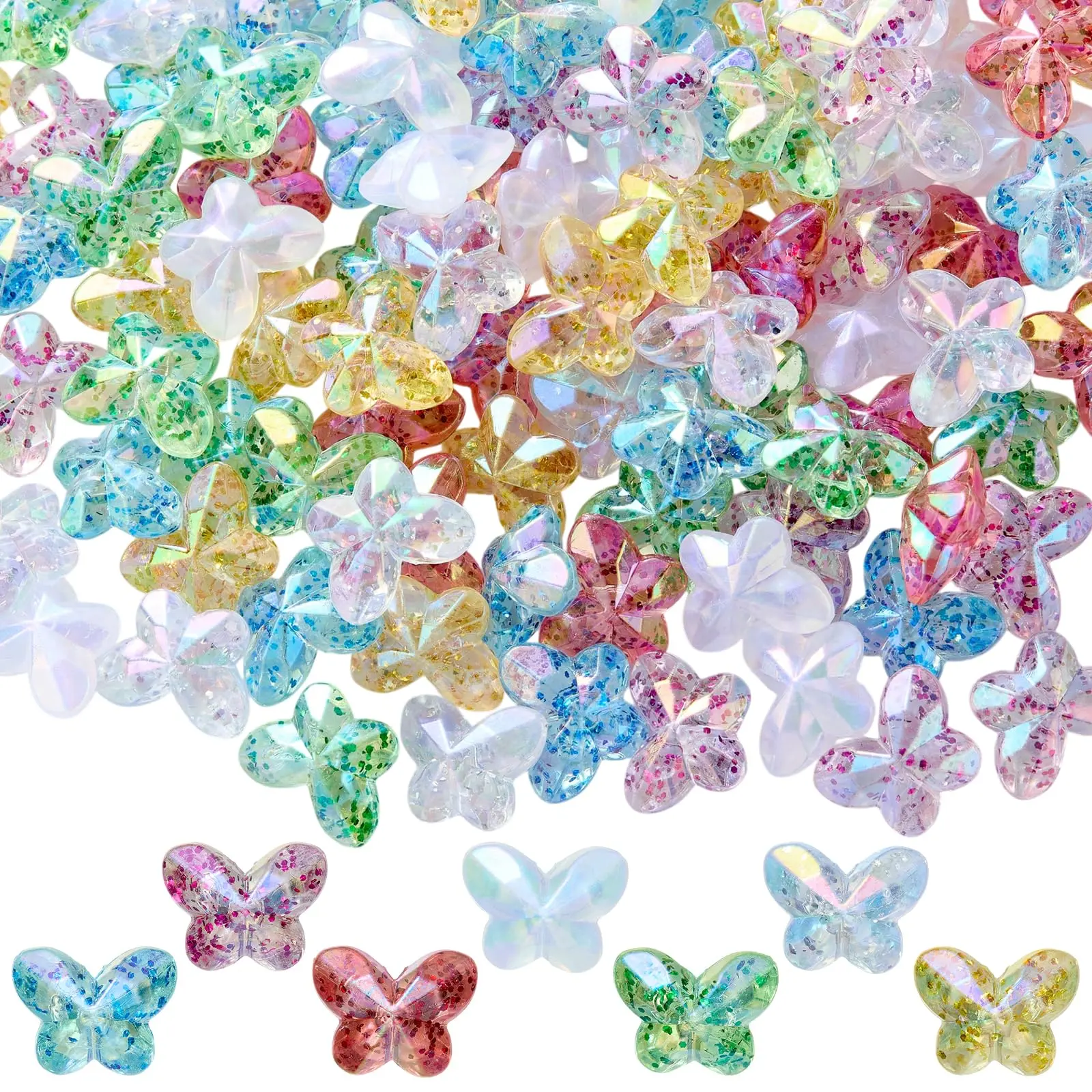 Dazzling Glitter Butterfly Beads, Acrylic Beads Mix, Bling Glitter Beads, 50pcs for DIY Jewelry, Sparkle Charm for Bracelets & Necklaces, Viral Craft Supplies, Jewelry Making Supplies, DIY Beading Accessories, #diyaccessories