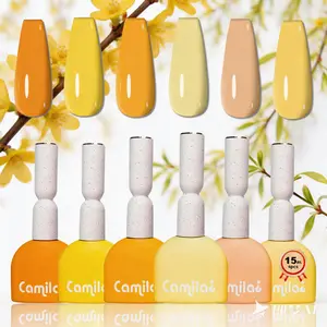 Camila 6Pcs 15ml Yellow Sunshine Gel Polish Set HEMA TPO Free Long Lasting UV Soak Off Bright Neon Pastel Nail Art Gift DIY Manicure