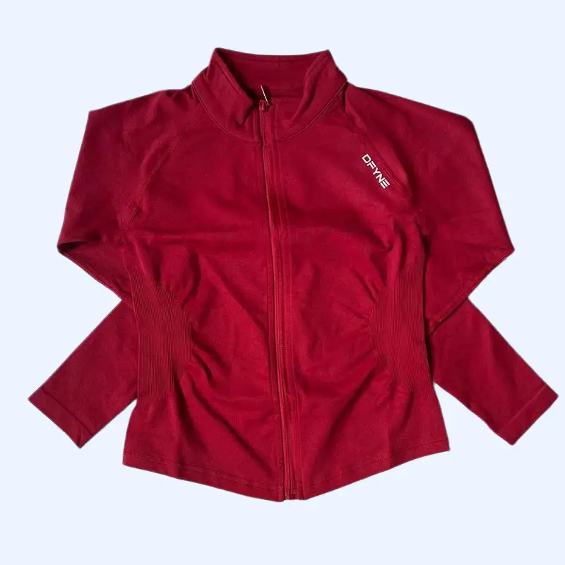 Dfyne Women's Seamless Full-Zip Fitness Jacket, Plain High-Stretch Nylon Long Sleeve Top for Gym, Yoga, Running & Casual Wear, Female, Full Sleeve