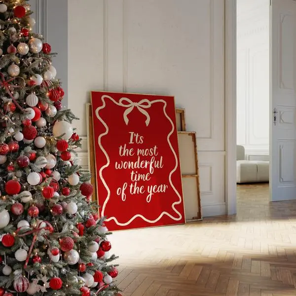 Vintage Christmas Art Print It'S The Most Wonderful Time - Holiday Decor Poster For Merry Christmas Wall Art