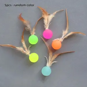 Funny Cat Elastic Ball Toy Interactive Balls Pet Supplies Feather Football Toys Dog Playthings Kitten