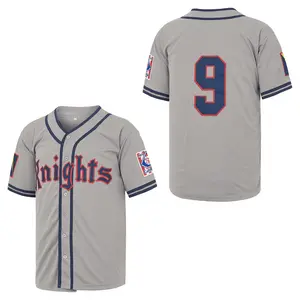 Movie Baseball Jersey 9 New York Knights 2025 Retro Pinstripe White Grey Breathable Polyester Baseball Jersey
