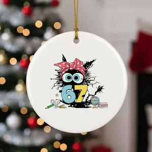 Six Seven Black Cat Ornament, Six Seven 6 7 Magnet/ Ornament, I Survived 67 Days Of School Meme Ornament, Meme Gen Z Ornament, 67 Trend Ornament, Funny Ornament