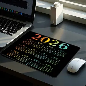 1pc Gradient 2026 Calendar Gaming Mouse Pad - Non-Slip Rubber Base 9.45x7.87x0.08 Inch Vibrant Yearly Overview Planner | Ideal For Home And Office Use | Perfect For Laptops And Desktops Mouse Pads Non Slip Mousepad
