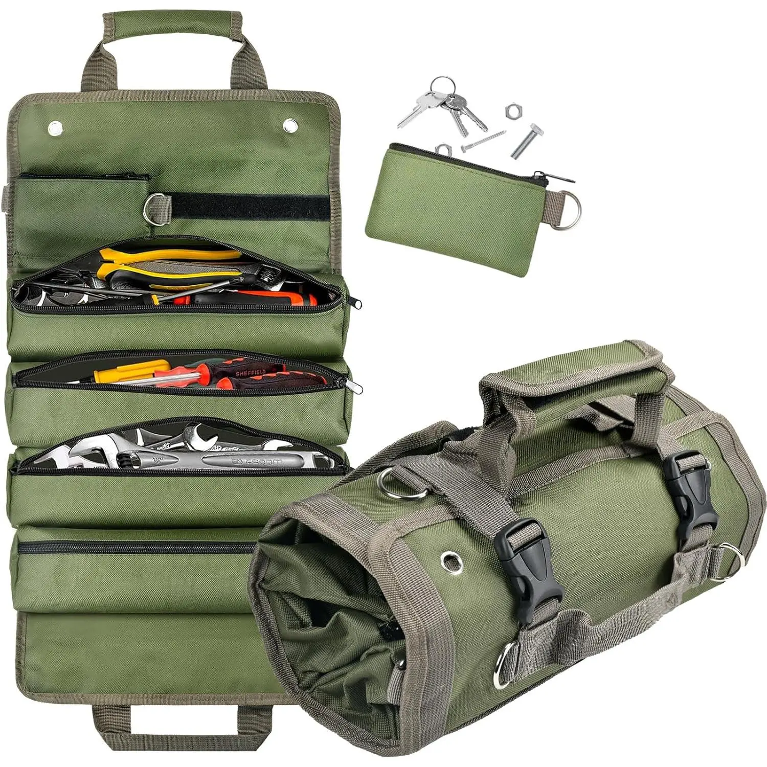 Tool Roll Bag Organizer Up: Gifts for Men Dad Christmas Stocking Stuffers Birthday Tool Portable Box Gifts for Him Husband Boyfriend Mechanic Electrician Valentines Fathers Day