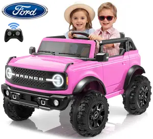 First Ride On 24V Ride on Toys for Big Kids, Licensed Ford Bronco Base 2 Seater Ride on Car with Remote Control, Girl Ride on Truck w/Seat Belts, 3 Speeds, Spring Suspension and Bluetooth