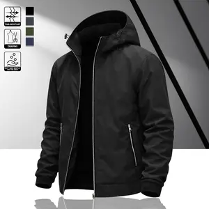 Men's Hooded Windproof Jacket with Tactical Zipper, Durable Design, Zipper Pockets, Street Style, Outdoor Sports, Everyday Casual, Versatile Jacket Streetwear Long Sleeve Coat Menswear Stylish jackets men