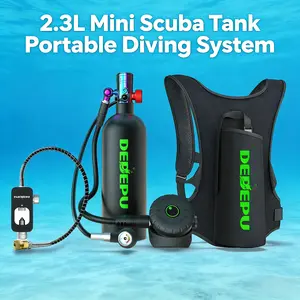 DEDEPU 2.3L Mini Scuba Tank Portable Diving Tank with Backpack Set, Refillable Scuba Cylinder for Longer Dive Time scubatank