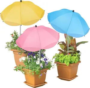 3 Pack Adjustable UV Protection Plant Umbrellas for Garden Sunshade - Yellow Pink Blue - 26 Inch Diameter - Waterproof Fabric - Humanized Assembly Design - Ideal for Potted Plants & Flowers