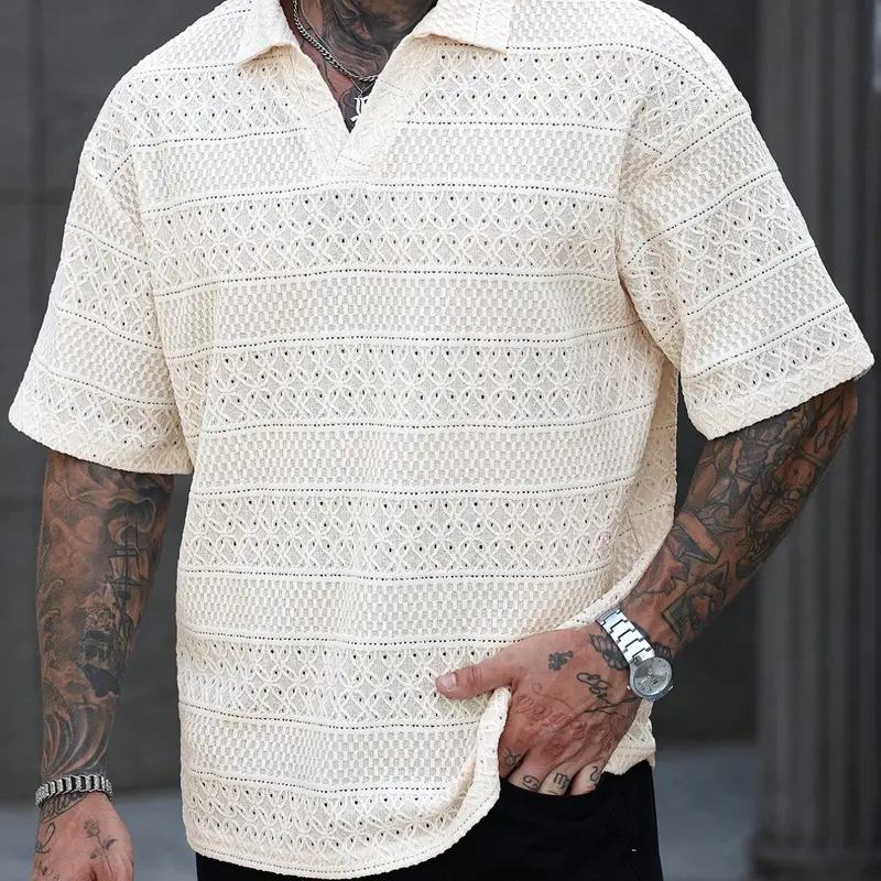Men's Casual Urban Old Money Style Short Sleeve Loose Polo Shirt, Comfortable and Stylish, Perfect for Daily Wear