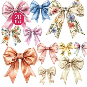 2D Flat Bow Stickers 4-7cm Pink Blue Printed Multiple Colors Available DIY Decorative Stickers Suitable for Card Wrapping and Gift Box Decoration