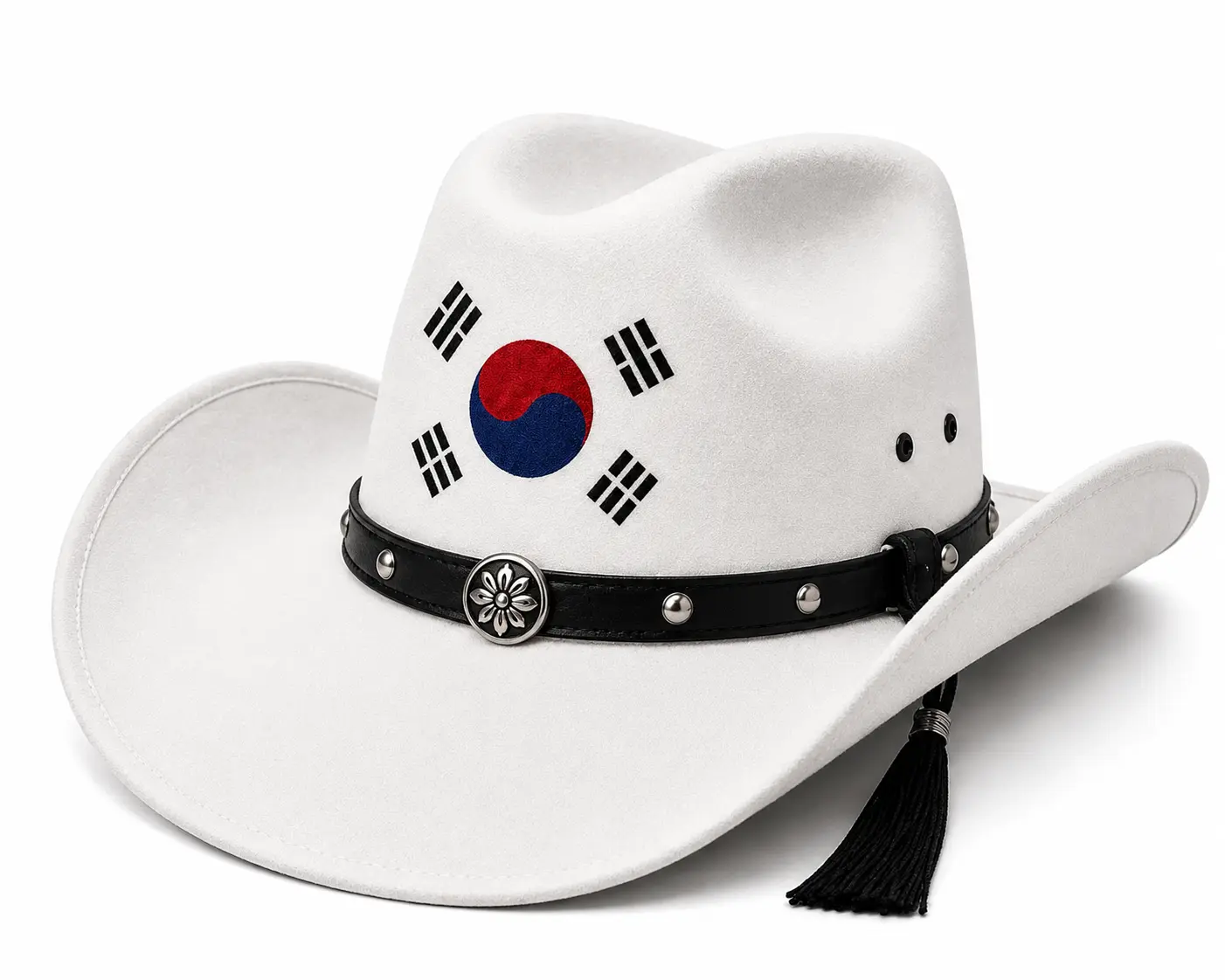 South Korea Themed Cowboy Hat, Evening Accessory with Fan-Inspired Design, Lightweight Limited Drop Fashion Headwear