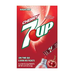6x 7-Up Cherry Singles To Go - Flavoring Powder Drink Mix Pack - Refreshing Hydration 0.56oz
