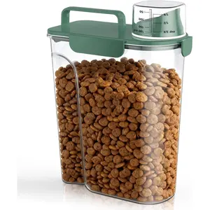 Dog Cat Food Storage Container, 5-7Lbs Airtight Pet Food Containers with Portable Handle & Measuring Cup, Small Animal Dry Food Dispenser for Dogs, Cats and Birds Green