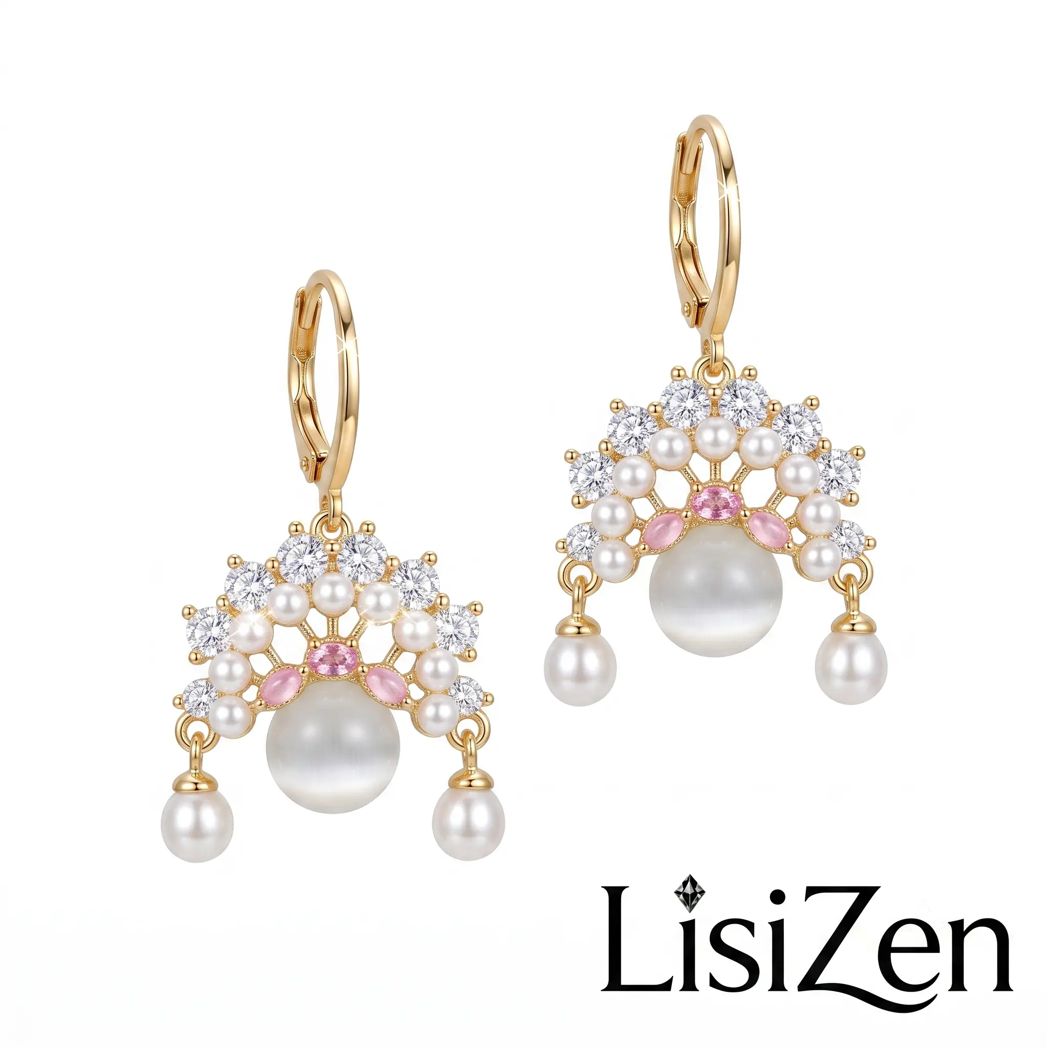 LisiZen Chinese Opera Beaded Dangle Earrings, Handmade Vintage Culture Statement Drop Jewelry for Women DZEH6227