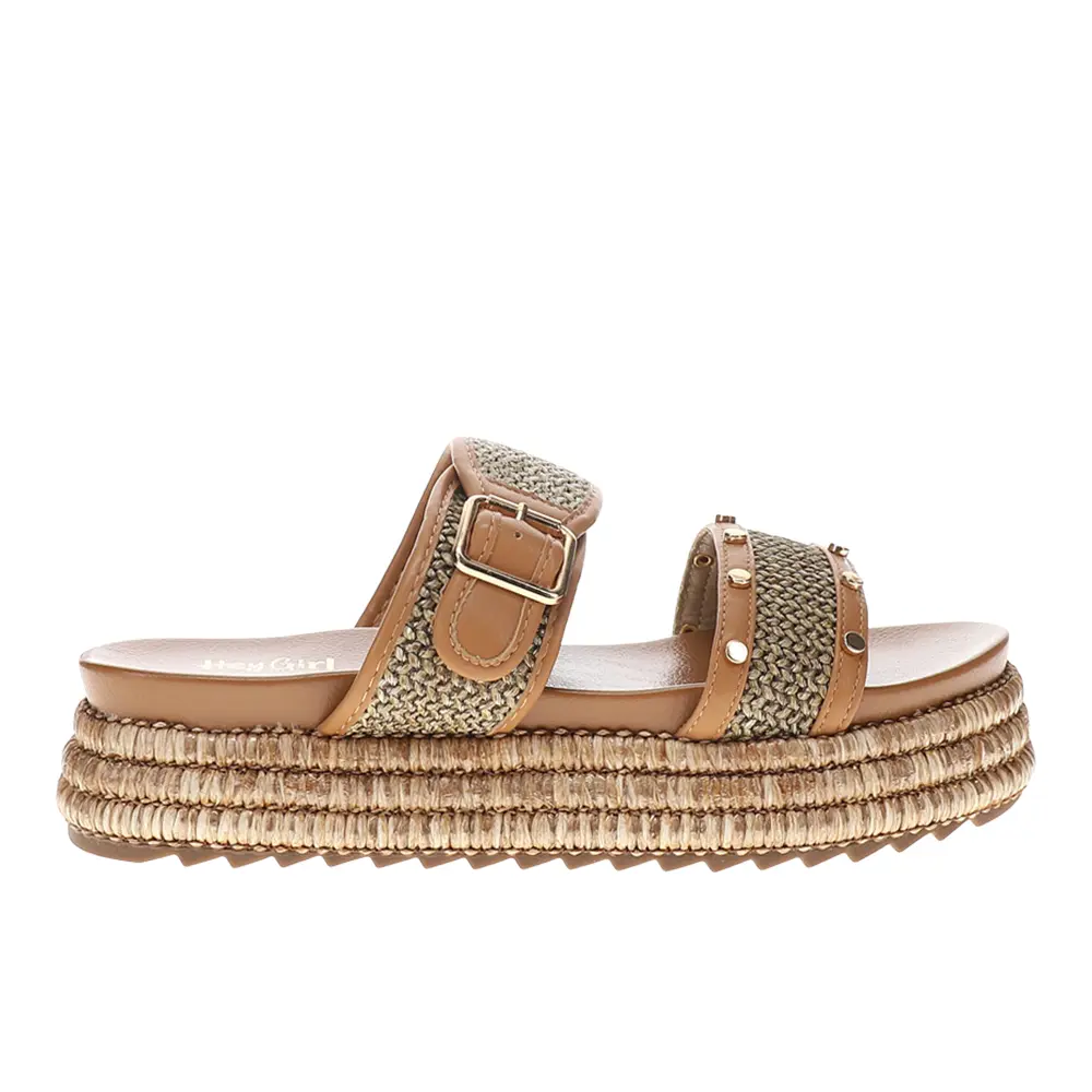 Corkys Womens Walk Of Shame Studded Platform Slide Casual Sandals Casual Low Heel 1-2" - Brown