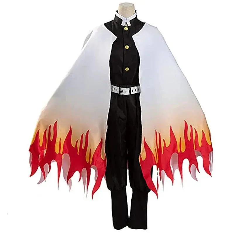2025 Halloween Rengoku Kyoujurou Cosplay Anime Demon Slayer Cosplay Costume Kimetsu No Yaiba Kimono Haori Wig Ring