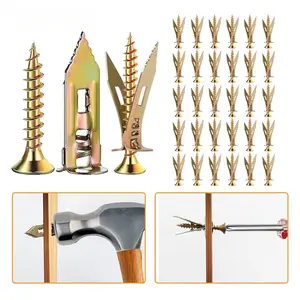 120 Count Drywall Self Drilling Anchors and Screws,Easy Application,No Drill or Holes in Wall,Heavy-Duty Zinc-Plated Steel Anchors with Self-Tapping Screws,Hollow Screws and Anchors for TV,Bicycle,Cabinet Fixing Accessories.