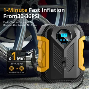 Digital Automotive Vehicle Tire Inflator, Portable Air Compressor with 3 Nozzle Adapters and Digital LED Light, 12V Fast Car Tire Pump for Cars and Inflatables