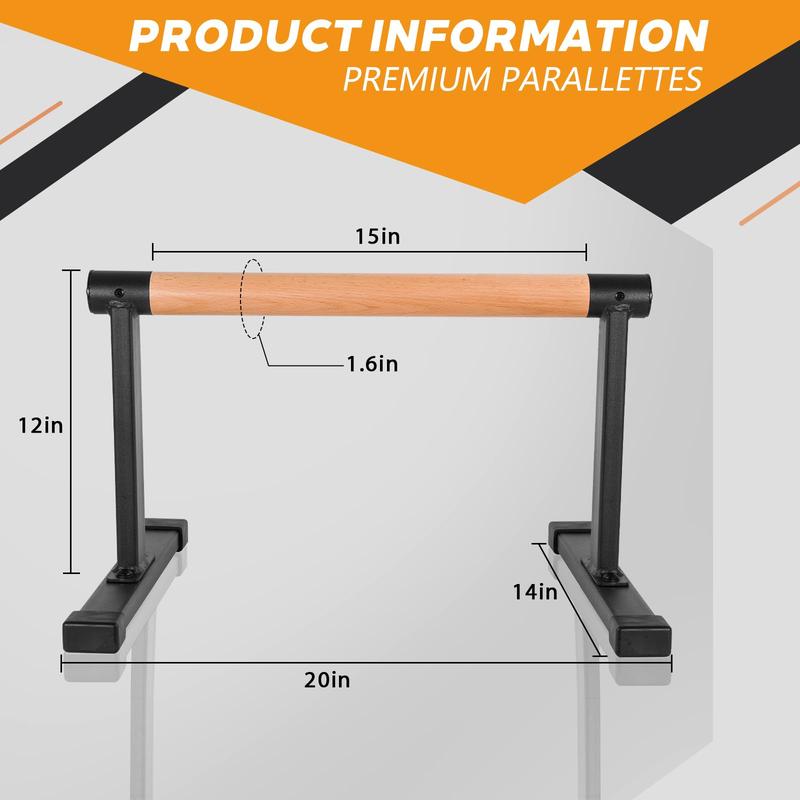 Trlakepreble Wooden Parallel Bars 20" x 12" Dip Bar with Thick Beech Handles for Home Gym, Strength Training, Handstand, L-Sit, Gymnastics, Anti-Slip Mats, 700lbs Capacity, Easy Installation