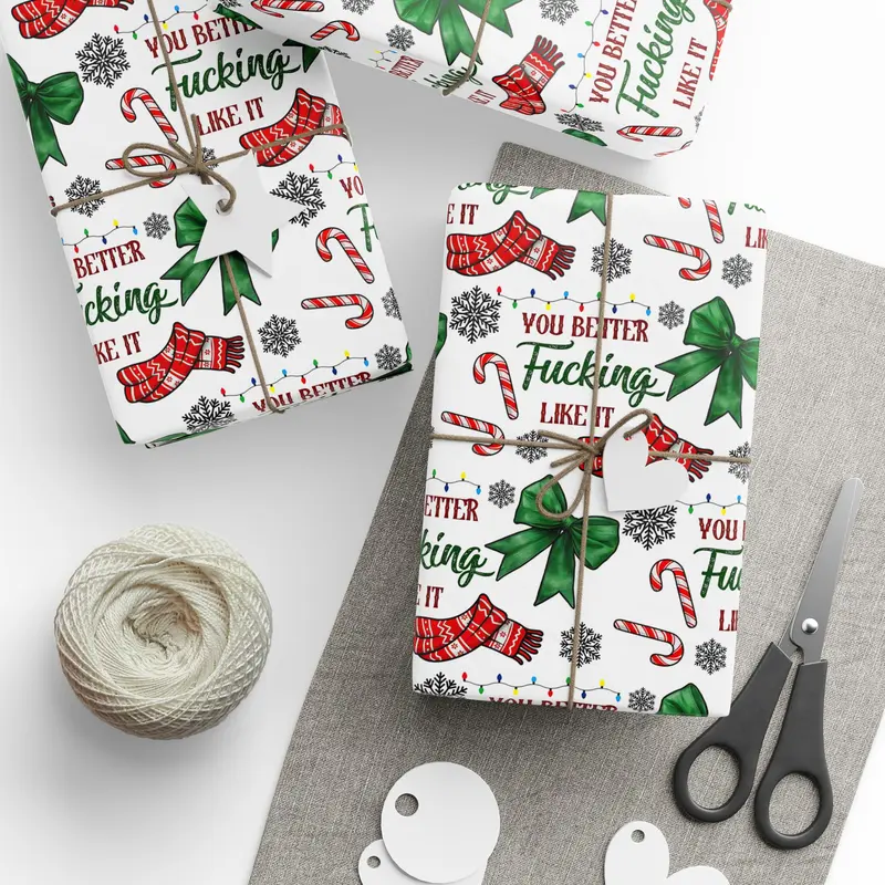 You Better Fucking Like It Wrapping Paper, Funny You Better Fucking Like It Gift Wrap, Funny Christmas Wrapping Paper, Sarcastic Plaid Bows Paper, Christmas Gift Wrap