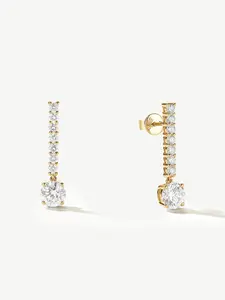 "Drop of Light" 1.56 Ct. Tw. Lab Grown Diamond Dangling Bar Stud Earrings in 14K Solid Gold Fine Jewelry Promise Anniversary Birthday Gifts for Women