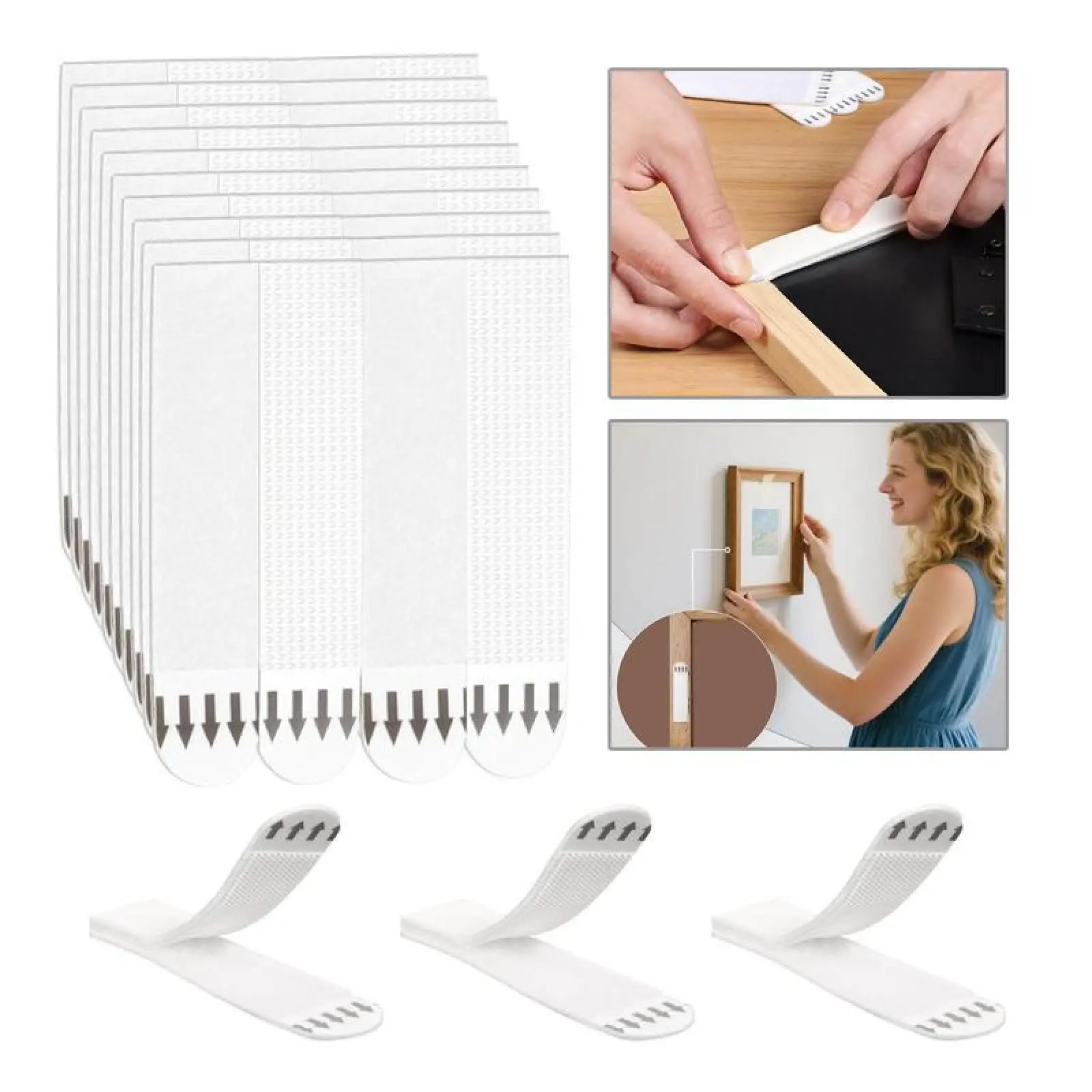 Wall Sticky Picture Hanging Strips,Hanging Pictures Without Nail,Heavy Duty Sticky Picture Hangers for Walls,Damage Free Refill Adhesive Poster Strips for Frame Mounting.