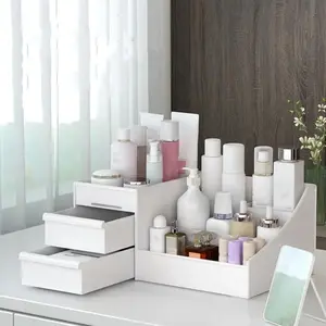 Makeup desk cosmetic storage box organizer with drawers for dressing table countertop bathroom counter, skin care organizer Jewelry makeup brushes lipsticks container desktop dresser sundries storage box
