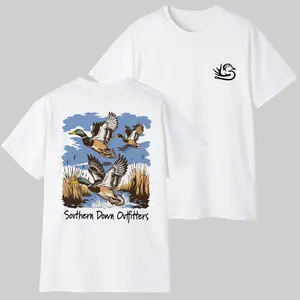 Southern Duck Scene T-Shirt - Vintage Flying Mallards Graphic , Rustic Outdoor Design , Ideal For Hunters And Nature Lovers , Casual Wear , Fall Outfit , Gift For Outdoorsman Menswear Top Unisex Classic
