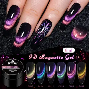 MTSSII 7pcs Magnetic Gel Nail Polish Set, 6 Colors 9D Rainbow Snowlight Cat Eye Gel Polsih with Magnetic Stick, Galaxy Starry Sky Effect Nail Art Gel Varnish for Manicure Nail Care