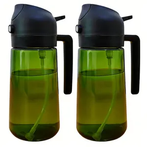2 Count 2-in-1 Glass Oil Dispenser & Sprayer 16 oz Leak-proof Olive Oil Sprayer Bottle for Cooking Air Fryer Barbecue Baking Salad Kitchen Essentials 2PC Utensils