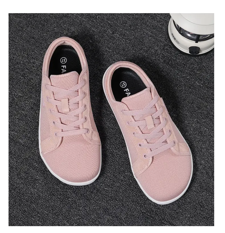 Women's Fabric Trainers with Laces - Minimalist Style with a Wide Toe Box Fit and 0-Drop Sole for Natural Walking, Athletic
