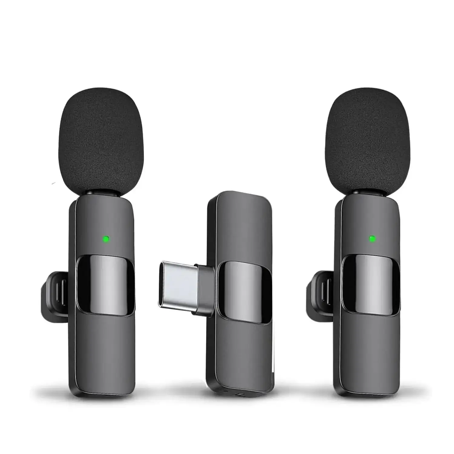 Wireless Lavalier Microphone, 1 Set USB Charging Noise Reduction Collar Clip Microphone for Mobile iPhone/Android, Omnidirectional Condenser Recording