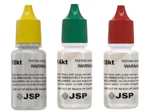 JSP Gold Jewelry Testing Kit 10K 14K 18K Acid Solutions 3 Bottles Easy to Use for Karat Value Purity Testing