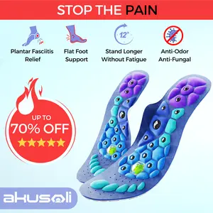 Akusoli Insoles for Foot Pain Relief, 220+ lbs Support for Plantar Fasciitis, High Arches, Flat Feet, Shock Absorbing, Arch Support, Anxiety & Migraine Relief, Reduces Fatigue for Work & Running, Comfort for Men & Women, Helps with Neuropathy & Swelling