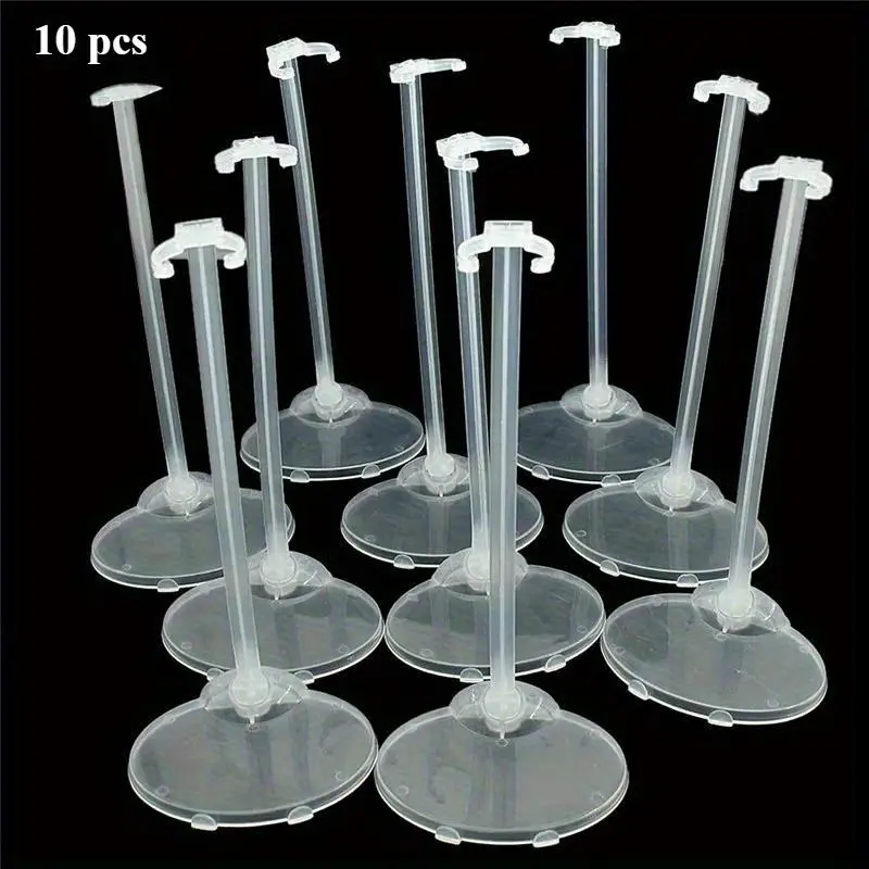 10pcs Stand Support for Dolls, Clear Color Toy Figure Display Holder, Prop Up Mannequin Model, Ycl032, Ideal for Collectors