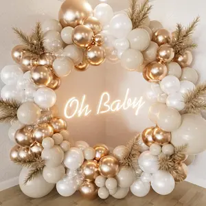 148-Piece Neutral Balloon Garland Kit Champagne, White & Gold Balloons for Weddings & Showers