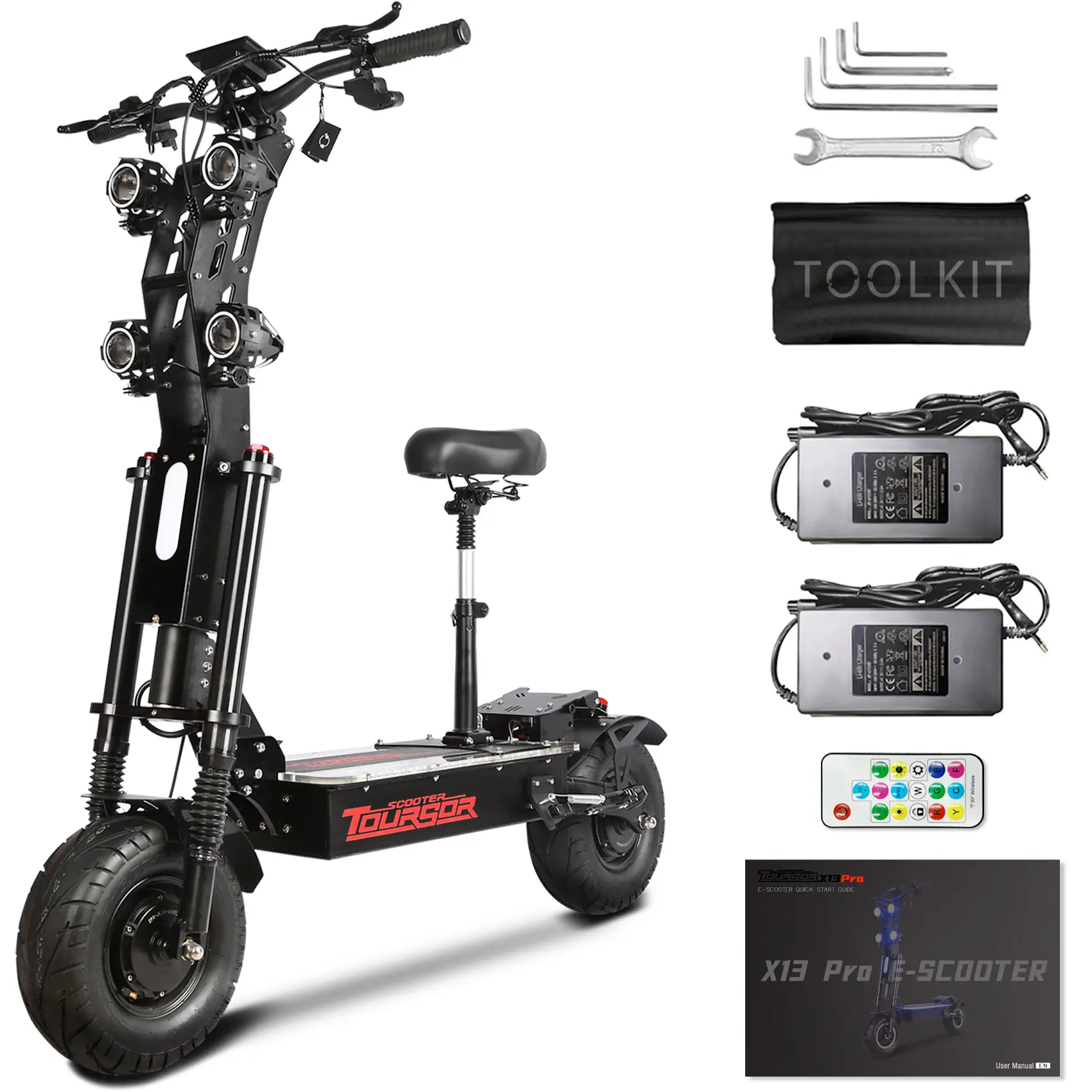 Toursor Motorized Scooter X1372V Pro for Adults, 65 mph High Speed Folding Commuter with 70 mi Long Range, Aluminum Alloy Frame & Cruise Control, Commuting Scooter, High Speed Scooter